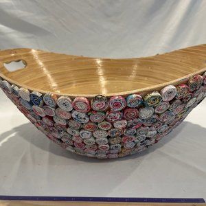 Rare Made By Humans Large 18 In Recycled Paper Spirals Bamboo Basket